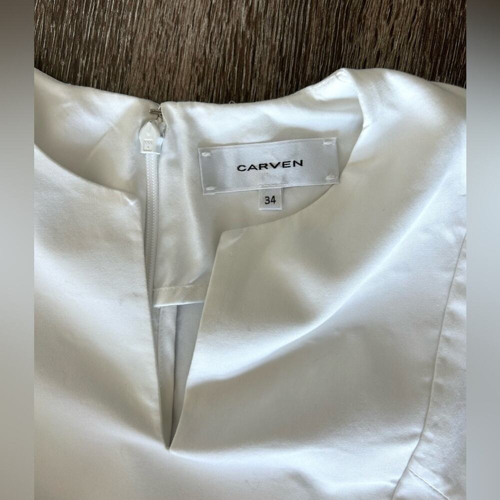 CARVEN White Origami Bell Sleeve Cotton Women’s Dress French 34 US 2 - Picture 4 of 7